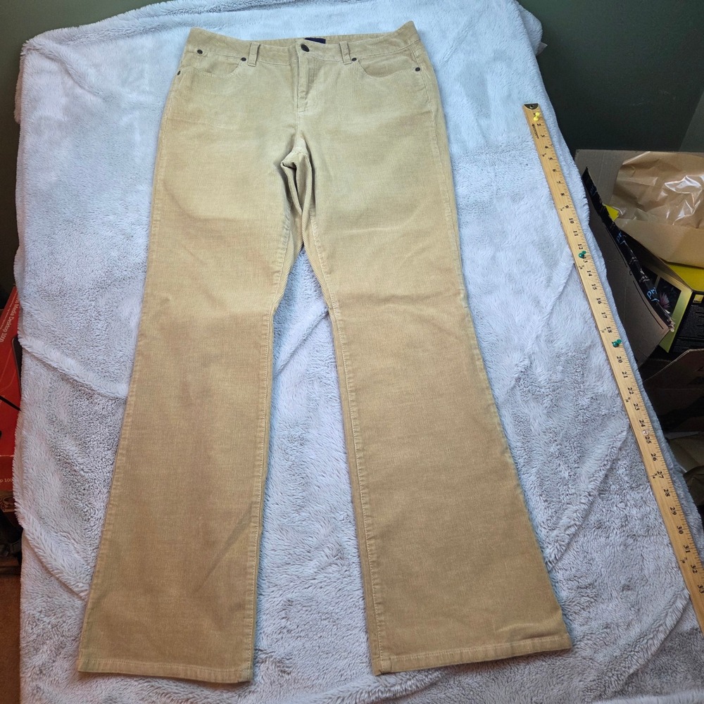 Talbots Corduroy Pants Womens 12 Tan Curvy Bootcut Cotton Stretch Beige BH684